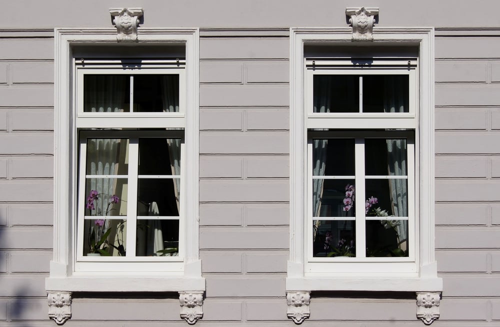 Ensemble von 2 Fenstern in Stuckfassade