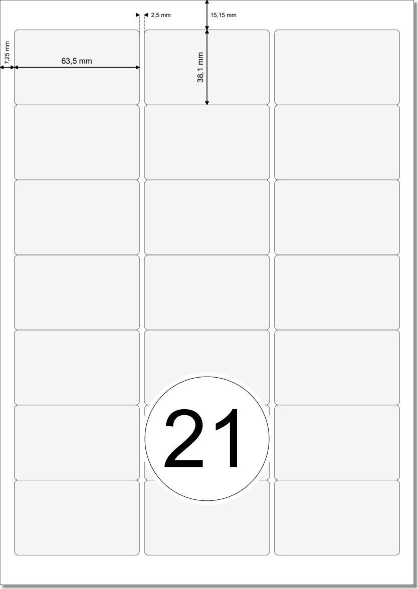 Etikettenvorlage 63,5x38,1 mm