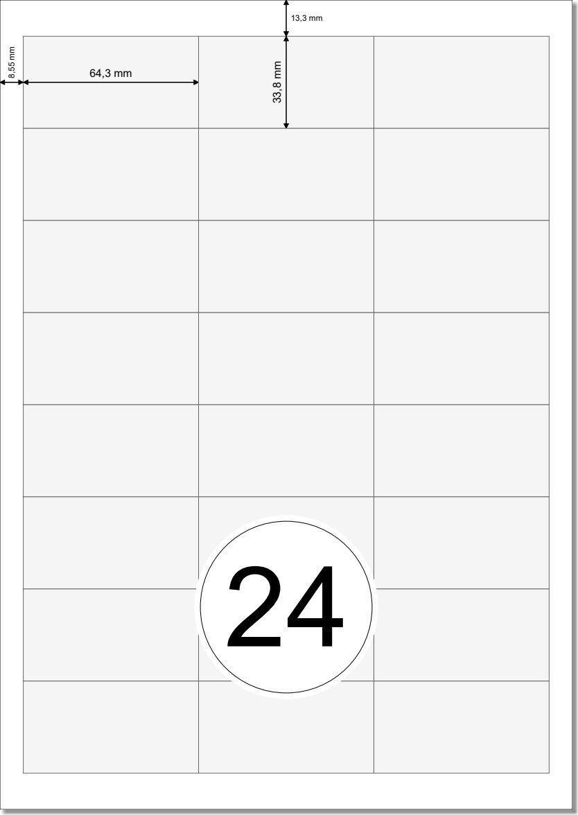 Etikettenvorlage 64,3x33,8 mm