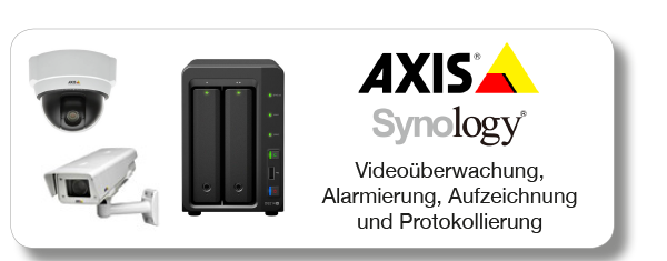Zur Produktseite für Videoüberwachung, Alarmierung, Aufzeichnung und Protokollierung von Axis sowie Speichersysteme von Synology