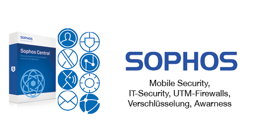 Zur Produktseite für Mobile-Security, IT-Security, UTM-Firwalls, Verschlüsselung, Awarness von Sophos 