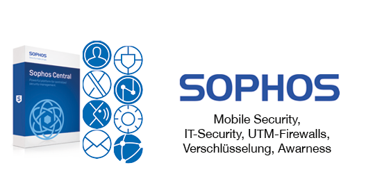 Zur Produktseite für Mobile-Security, IT-Security, UTM-Firwalls, Verschlüsselung, Awarness von Sophos 