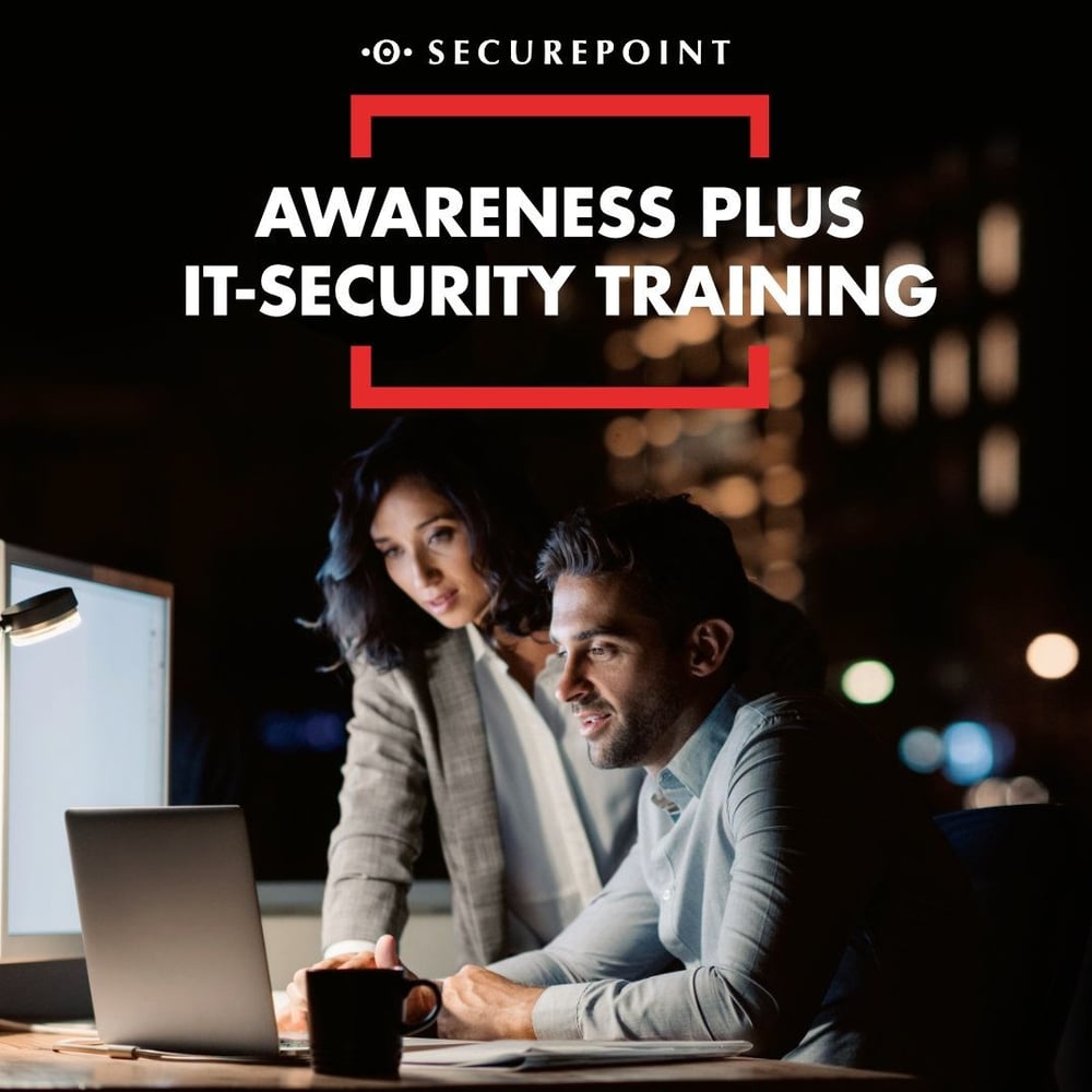 Awareness IT Security Training - Bild mit Frau und Mann vor einem Laptop - Securepoint