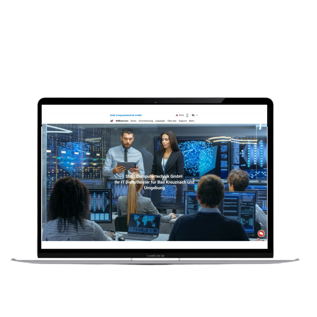 Laptop mit Website von Stolz Computertechnik