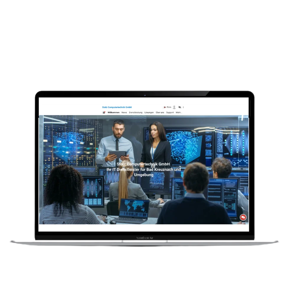Laptop mit Website von Stolz Computertechnik