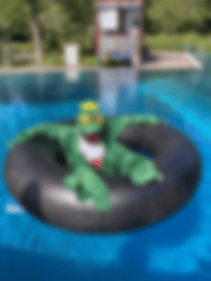 Frerens Maskottchen Freddy im Waldfreibad