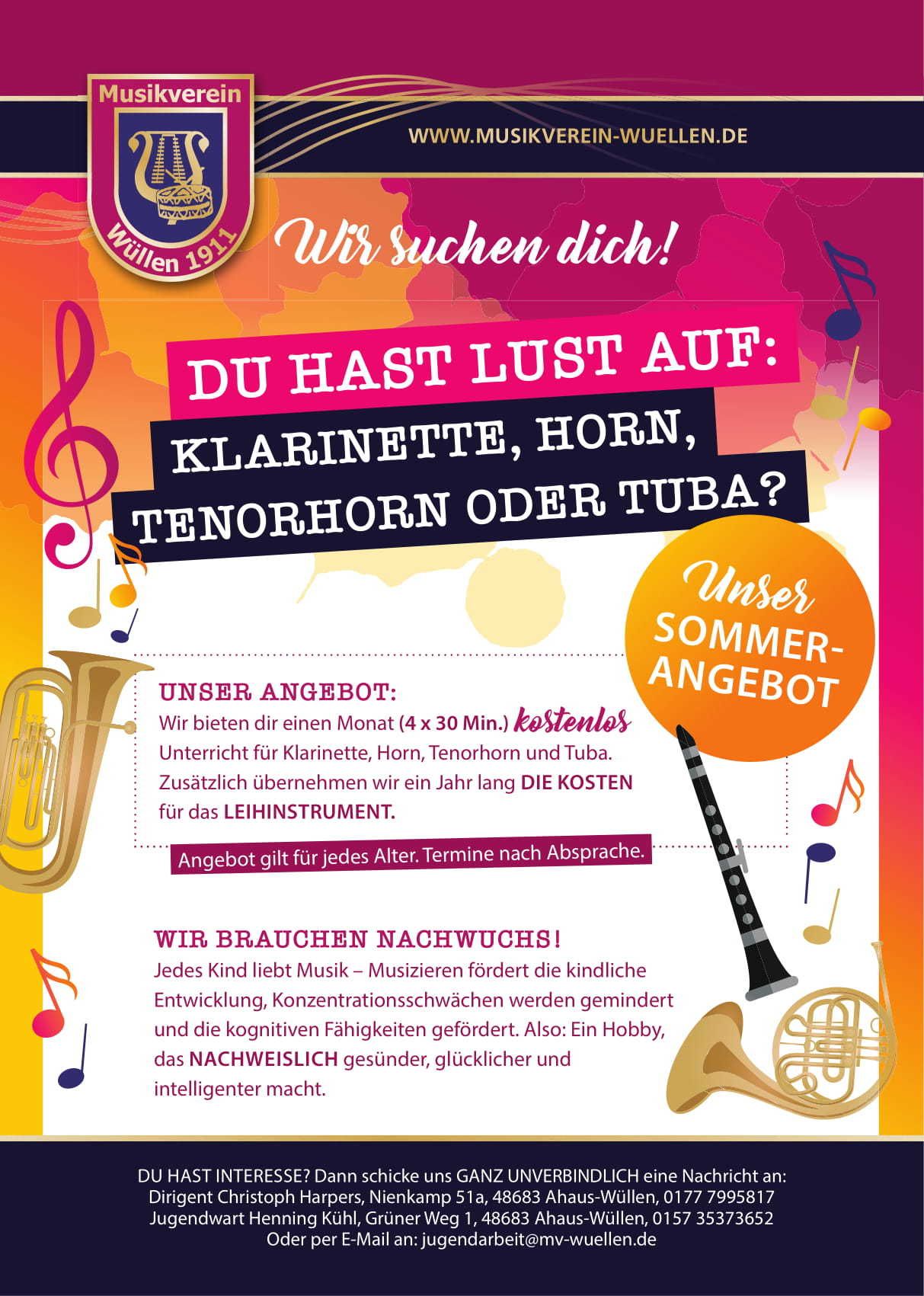 Wir suchen Dich! | Musikverein Wüllen 1911 e.V.