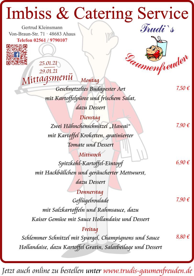 Mittagsmenüs | Trudis Gaumenfreuden