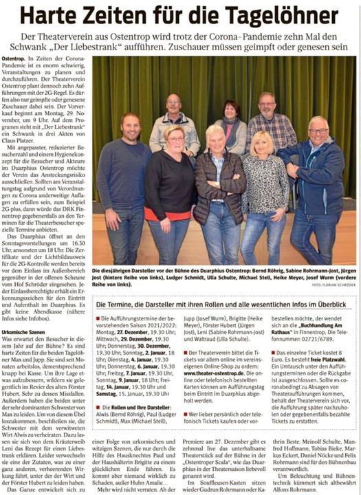 Aktuelle Neuigkeiten | Theaterverein Ostentrop