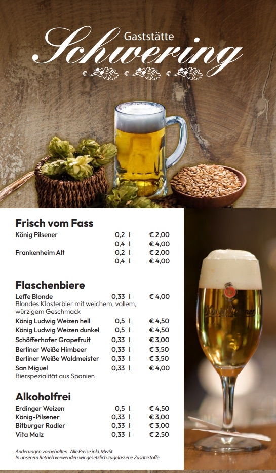 Getränkekarte | Gaststätte Schwering