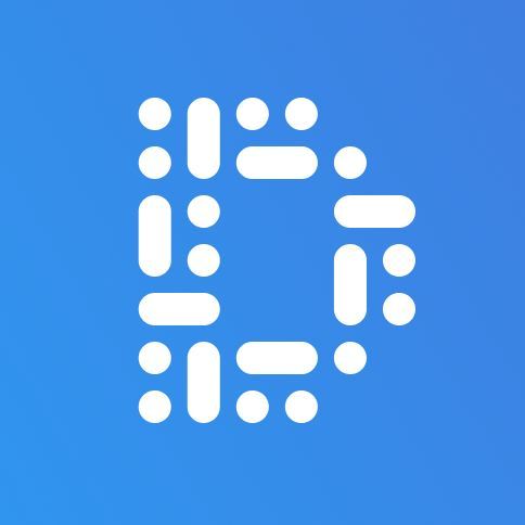 hellblauer Hintergrund mit einem weißen D, das Logo von demand Software