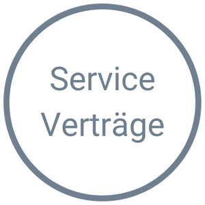 weißer kreisförmiger Button mit grauem Rand mit der Aufschrift Service Verträge