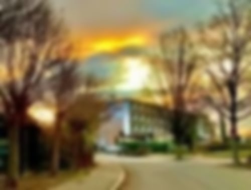 Klinik Solequelle mit Sonnenuntergang