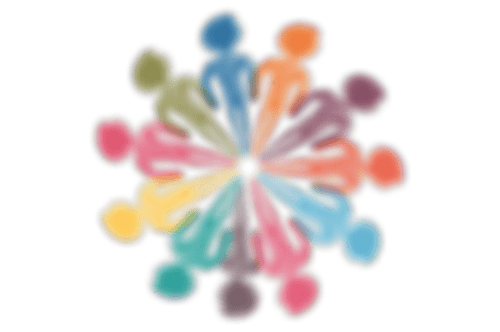 Verschieden farbige Strichmännchen zu einem Kreis geformt als Symbol für Teamwork