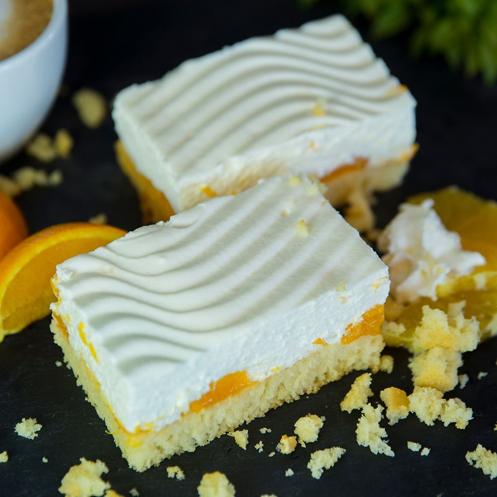 Schmand-Mandarine Kuchen von der Bäckerei Essmanns Backstube.