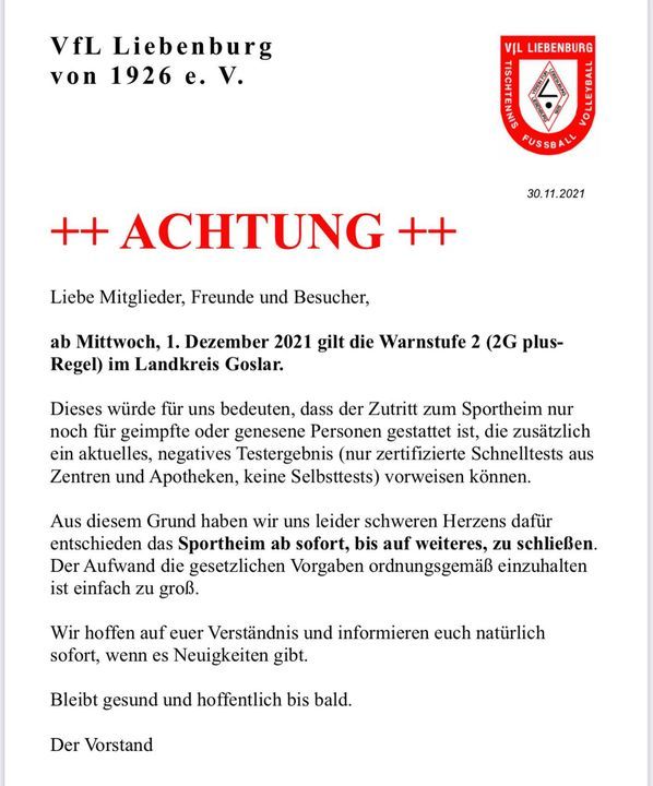Aktuelle Neuigkeiten | VfL Liebenburg