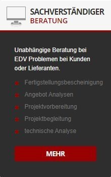 Sachverständiger Beratung. Unabhängige Beratung bei EDV Problemen bei Kunden oder Lieferanten. 