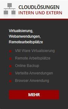 Cloudlösungen Intern und extern. Virtualisierung, Webanwendungen, Remotearbeitsplätze 