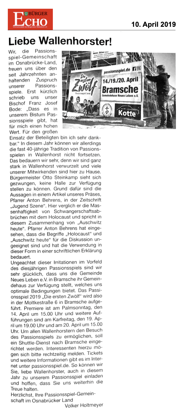 Bürgerecho 10. April 2019
