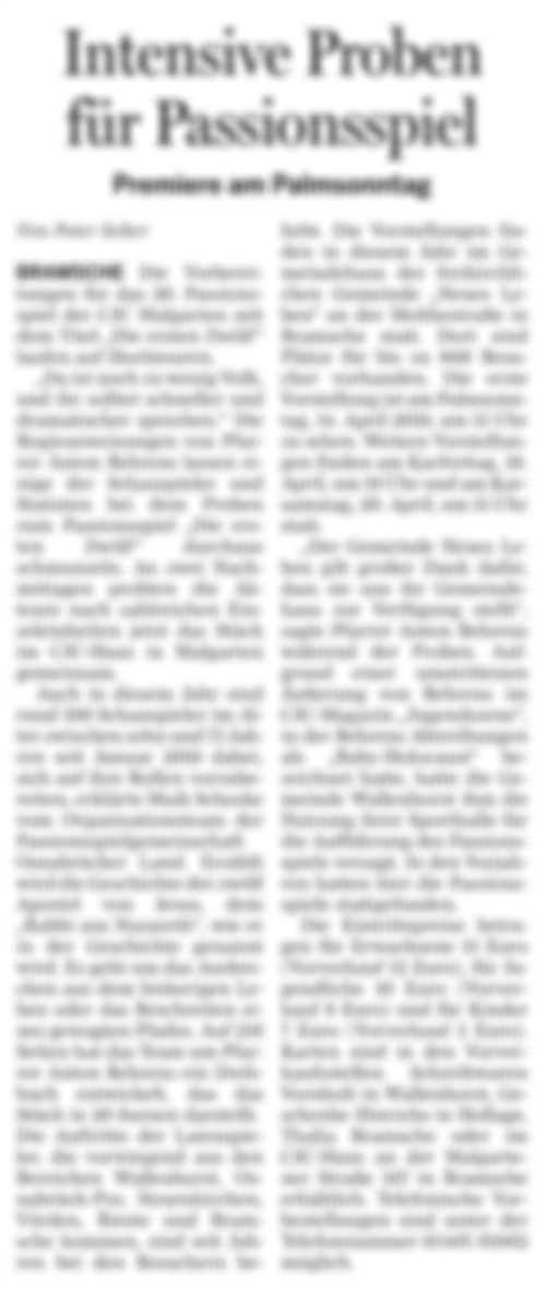 Intensive Proben für Passionsspiel | NOZ 2019