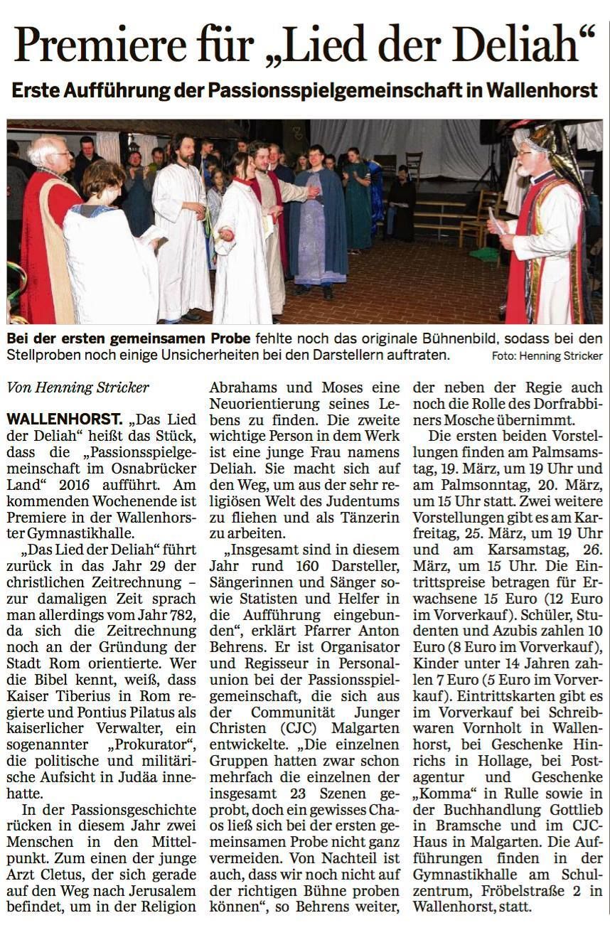 Premiere für "Lied der Deliah" | NOZ