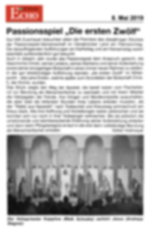 Passionsspiel "Die ersten Zwölf" | Bürgerecho 8. Mai 2019