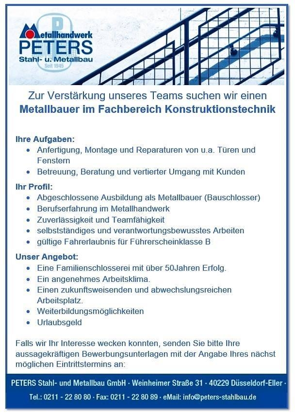 Jobs | PETERS Stahl- und Metallbau GmbH