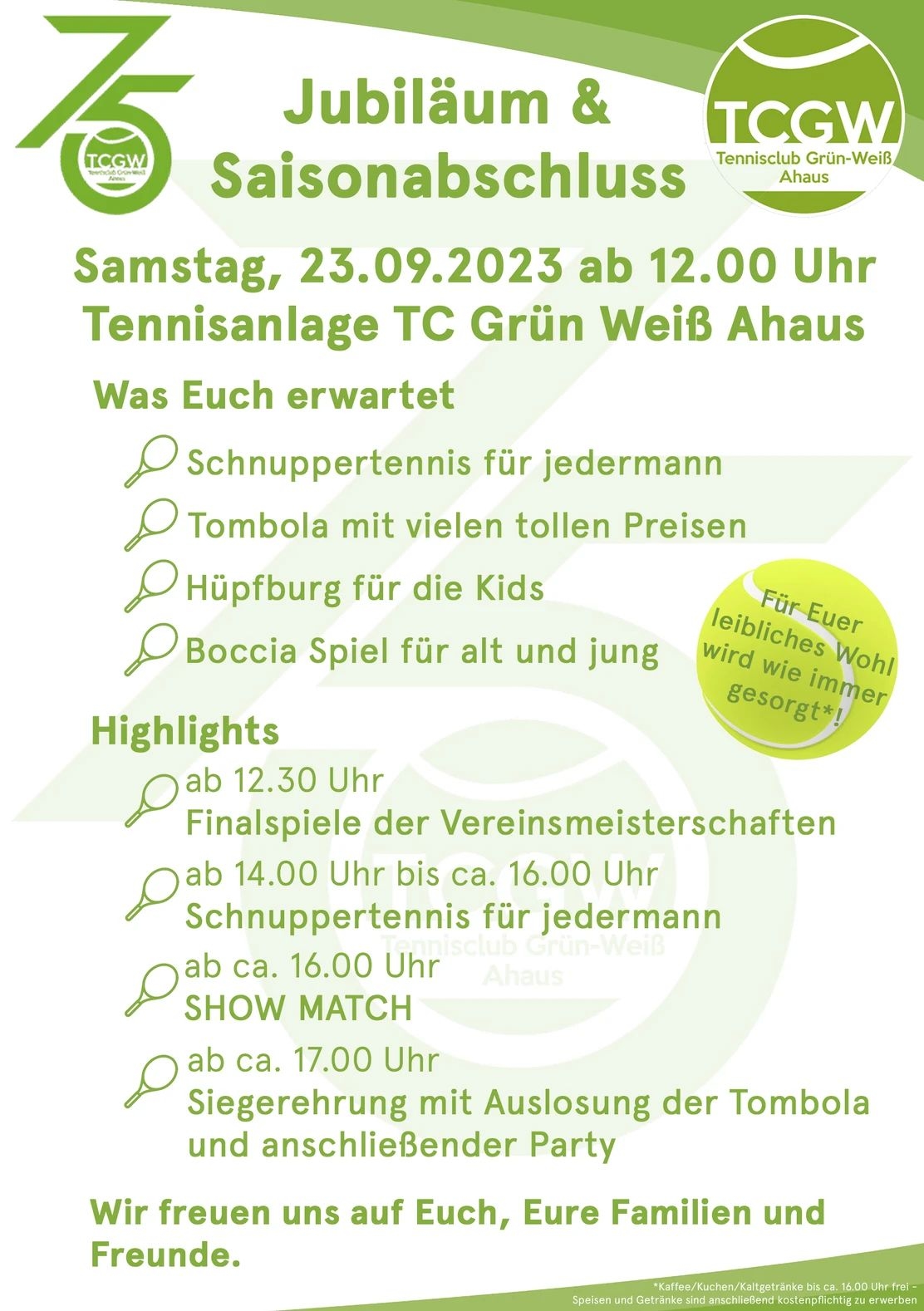 Jubiläum & Saisonabschluss TC Grün-Weiß Ahaus