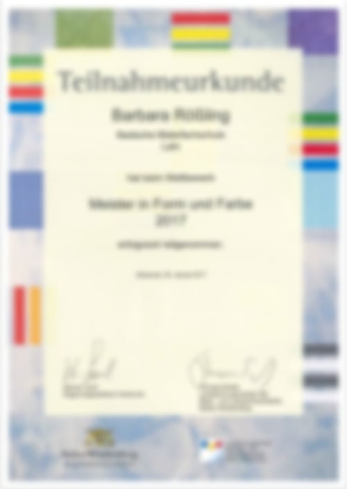 Teilnahmeurkunde am Wettbewerb "Meister in Form und Farbe".