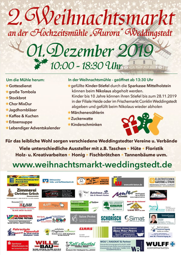 Plakat Flyer Weihnachtsmarkt Weddingstedt