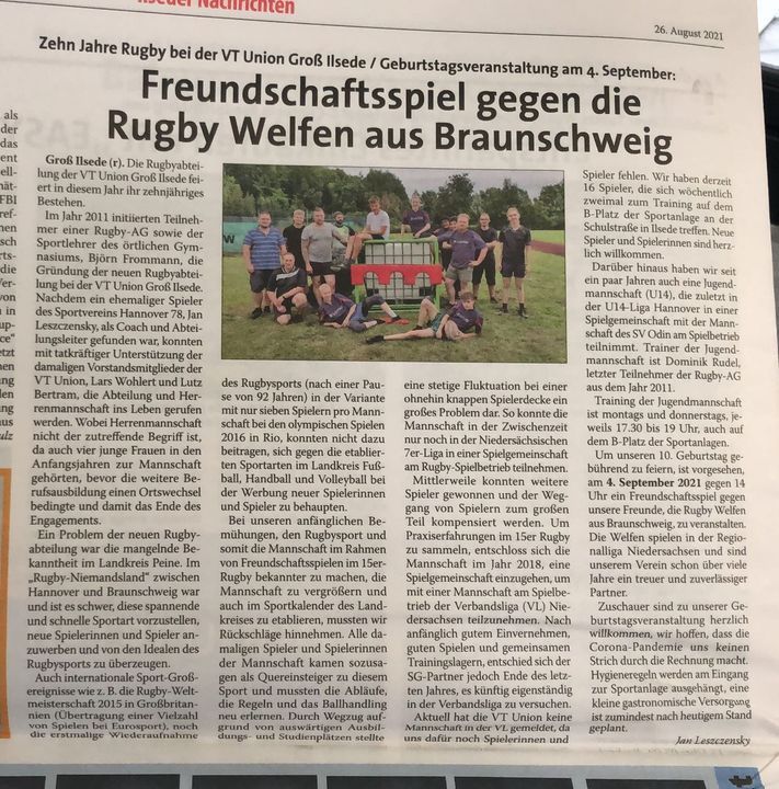Rugby Ilsede | VT Union Groß Ilsede