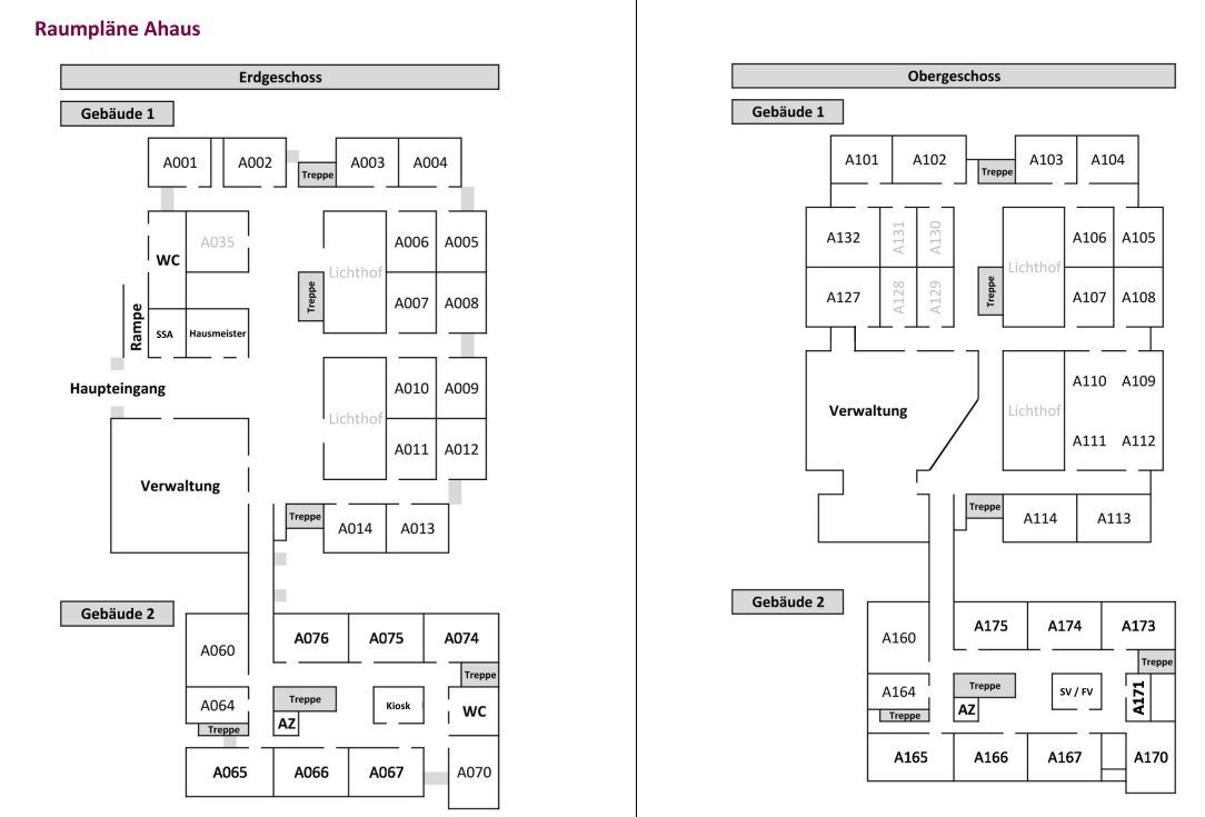 Raumplan der Schule in Ahaus | BWV Ahaus