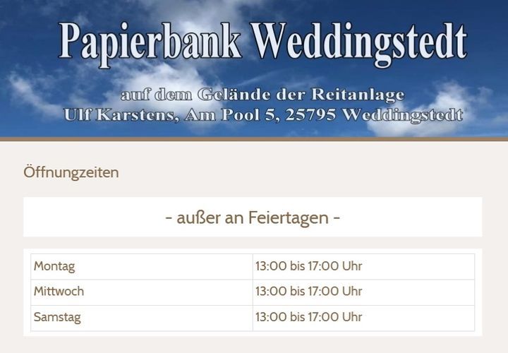 Aktuelle Neuigkeiten | papierbank-weddingstedt