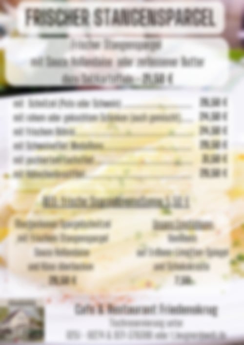 Unsere Spargelkarte im Friedenskrug