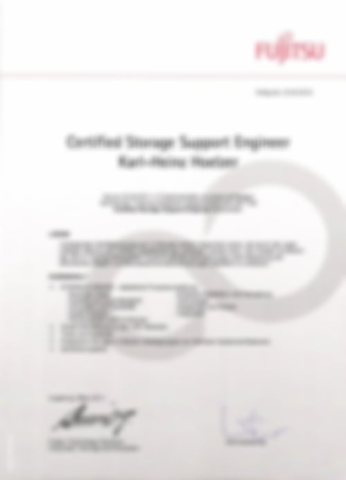 FUJITSU Zertifikat 2012 von Karl-Heinz Hölzer