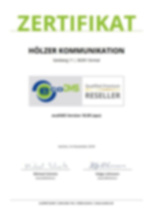 ecoDMS Version 18.09 (apu) Zertifikat 2018 der Firma Hölzer Kommunikation