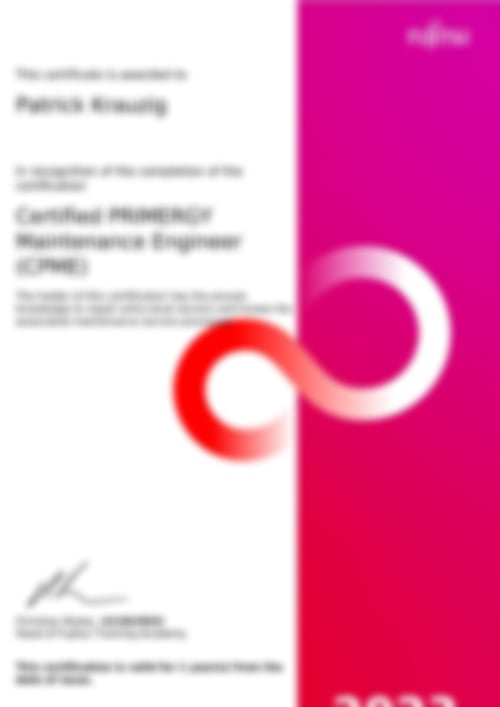 FUJITSU Certified PRIMERGY Maintrance Engineer, 2022