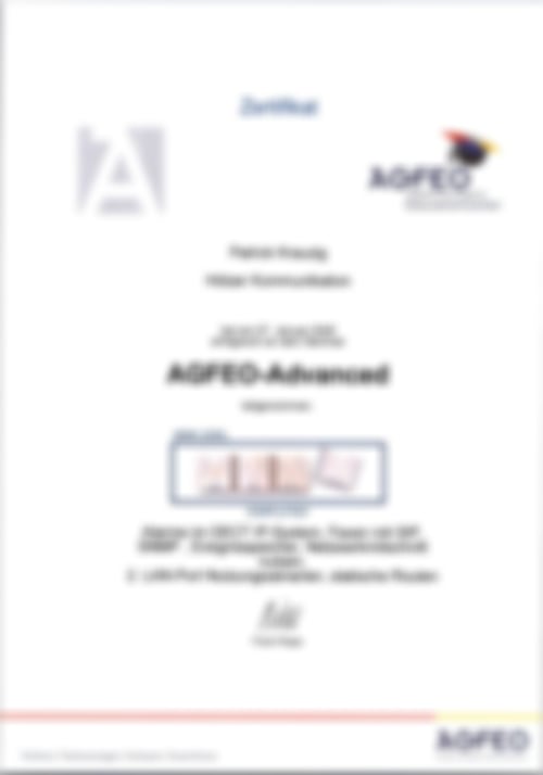 AGFEO-Advanced Zertifikat, 2025