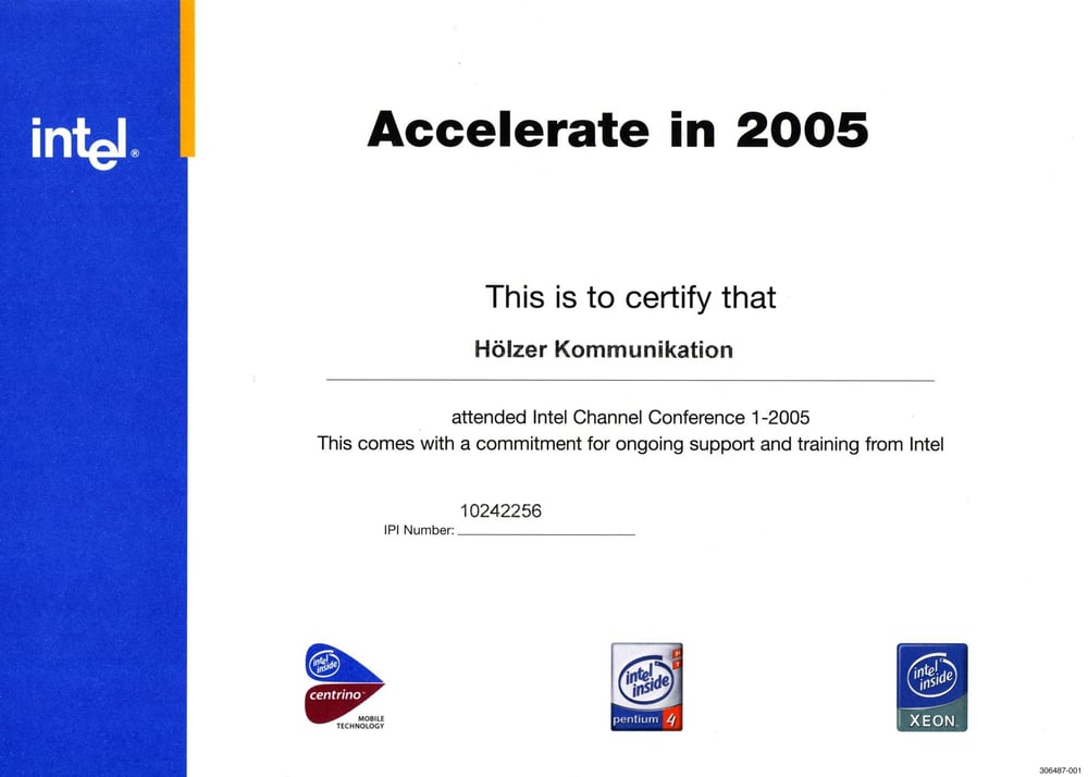 Intel Zertifikat, 2005