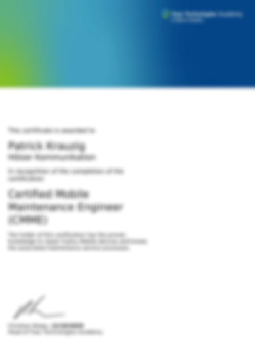 Fujitsu FUJITSU Certified Mobile Maintrance Engineer Zertifikat 2025 von Patrick Krauzig