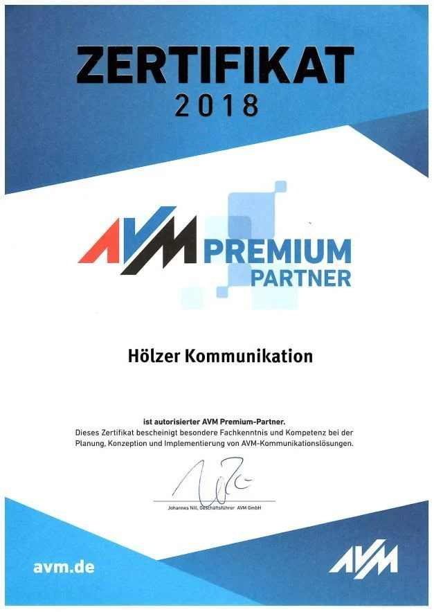 AVM Premium Partner Zertifikat, 2018