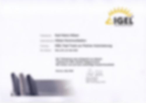 Teilnehmerbescheinigung am IGEL Geräte Training 2008 von Karl-Heinz Hölzer