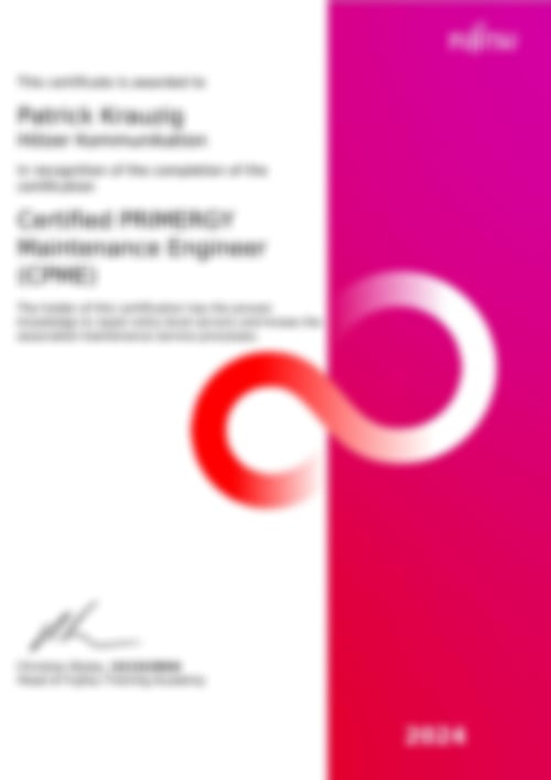 FUJITSU Certified PRIMERGY Maintrance Engineer, 2024