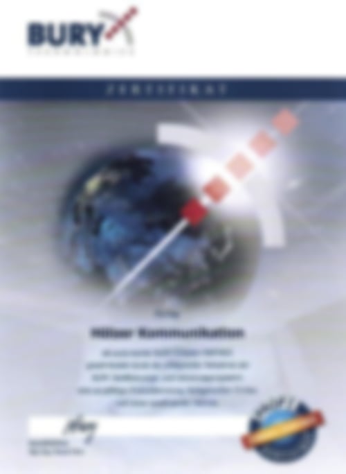 BURY Einbau-Partner Zertifikat 2009 der Firma Hölzer Kommunikation