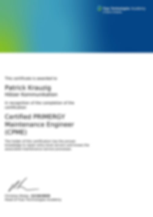 Fujitsu Certified PRIMERGY Maintrance Engineer Zertifikat 2025 von Patrick Krauzig