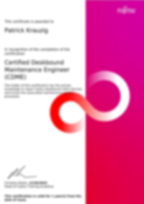 FUJITSU Certified Deskbound Maintrance Engineer, 2022