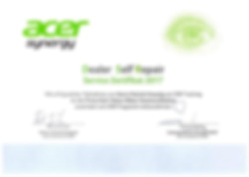 Acer Synergy DSR Service Zertifikat 2017 von Patrick Krauzig