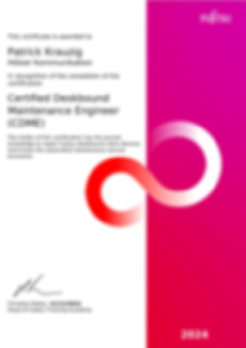 FUJITSU Certified Deskbound Maintrance Engineer 2024 von Patrick Krauzig