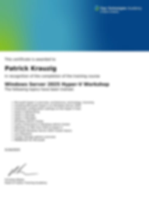 Fujitsu Windows Server Hyper-V Zertifikat 2025 von Patrick Krauzig