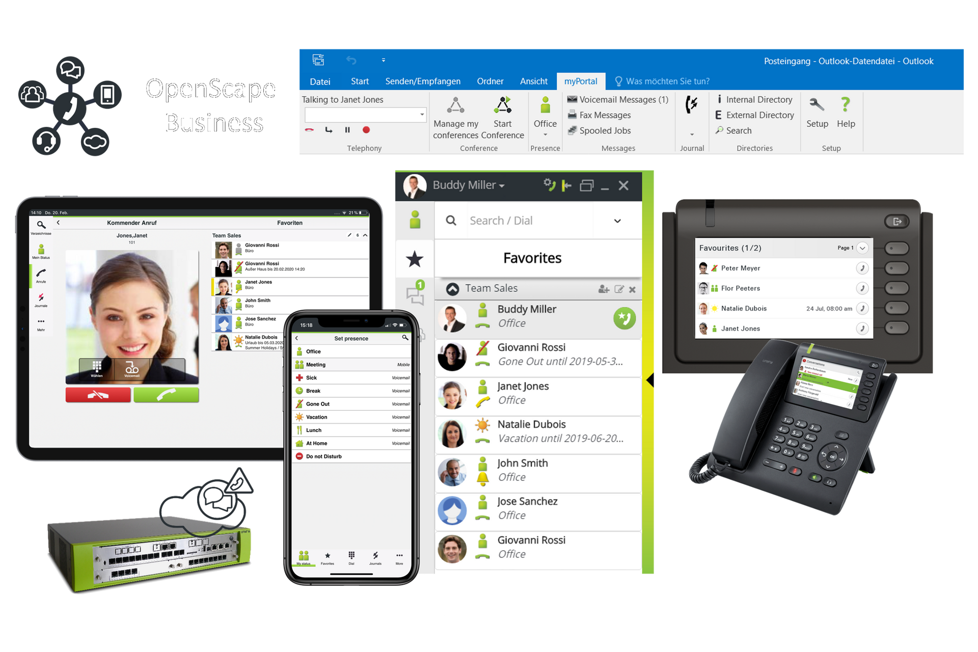 Atos Unify OpenScape Business auf verschiedenen Endgeräten